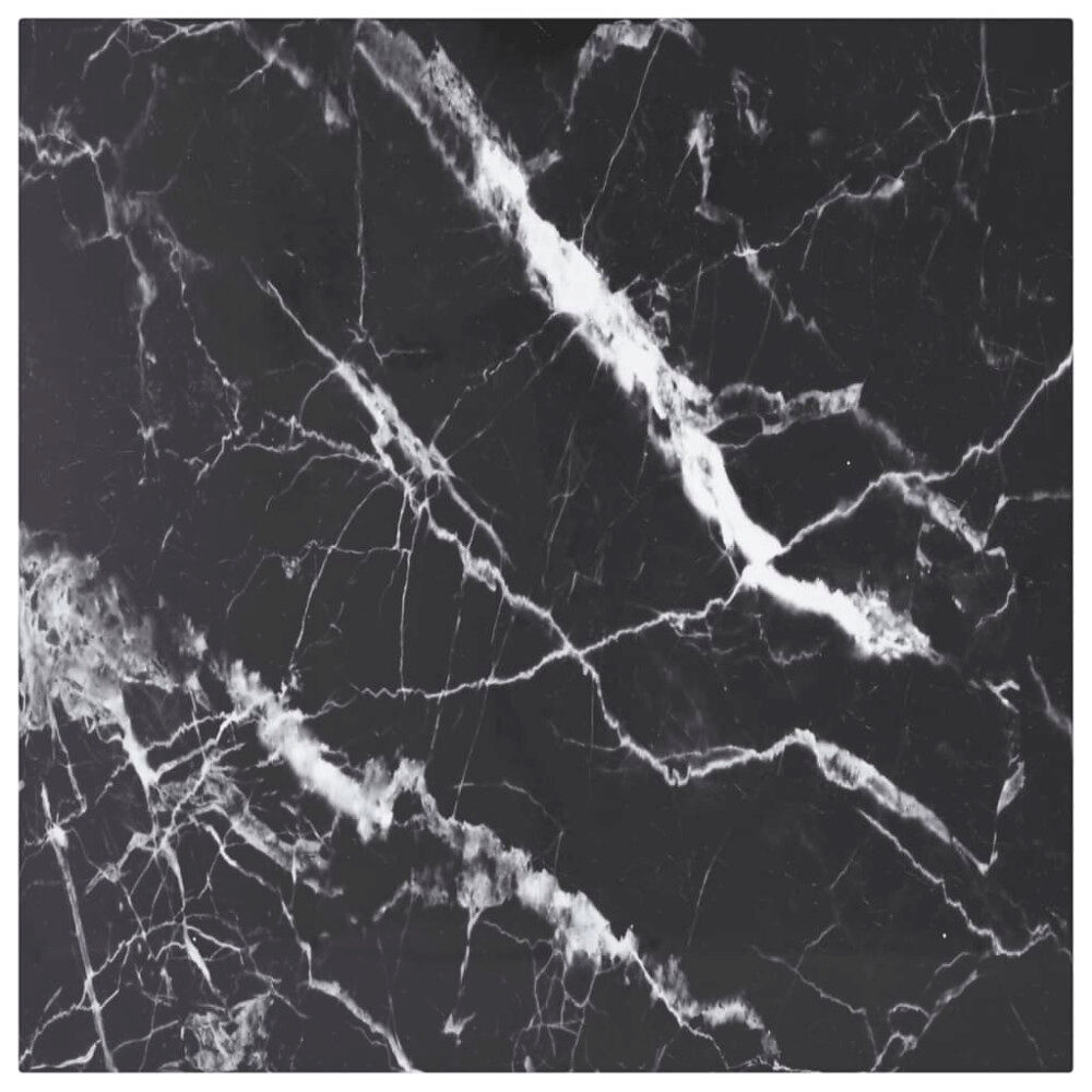 vidaXL Bordsskiva svart 60x60 cm 6 mm härdat glas med marmortextur