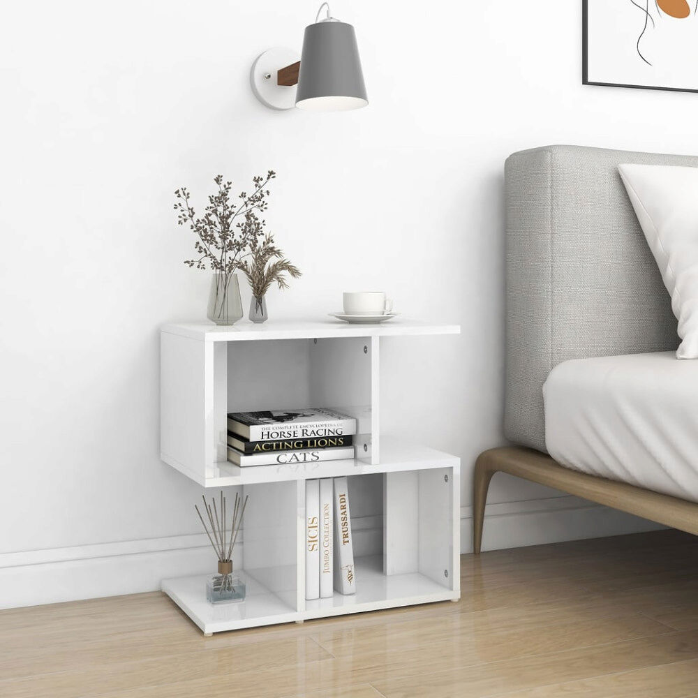 vidaXL Sängbord 2 st vit högglans 50x30x51,5 cm konstruerat trä