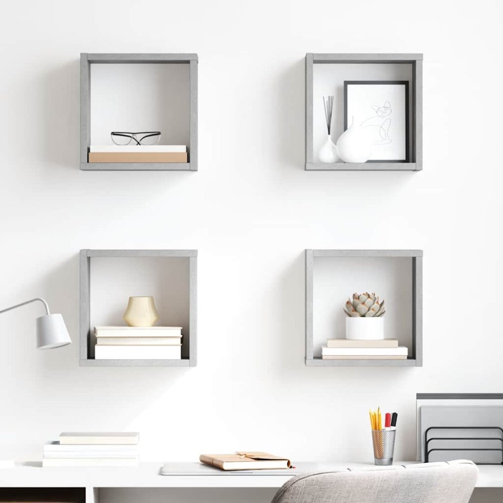 vidaXL Vägghylla kubformad 4 st betonggrå 26x15x26 cm
