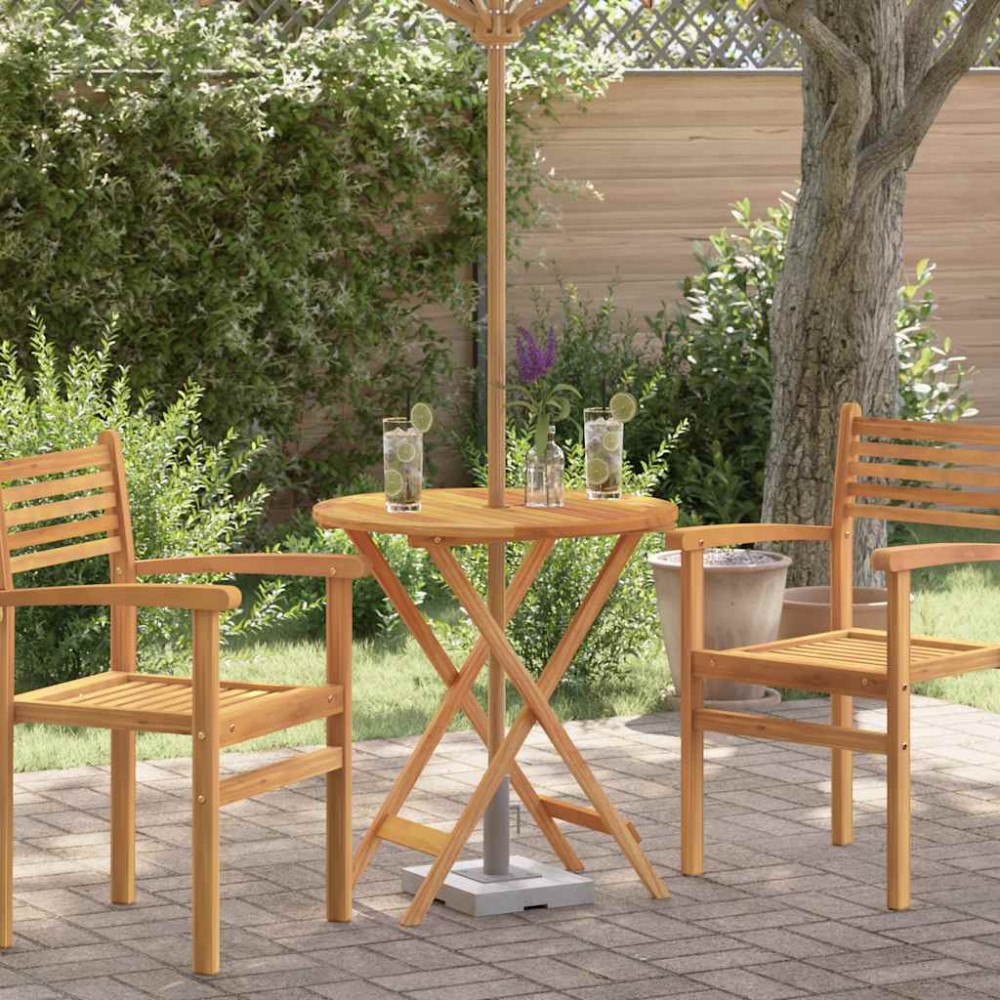 vidaXL Hopfällbart trädgårdsbord Ø60x75 cm massivt eukalyptusträ