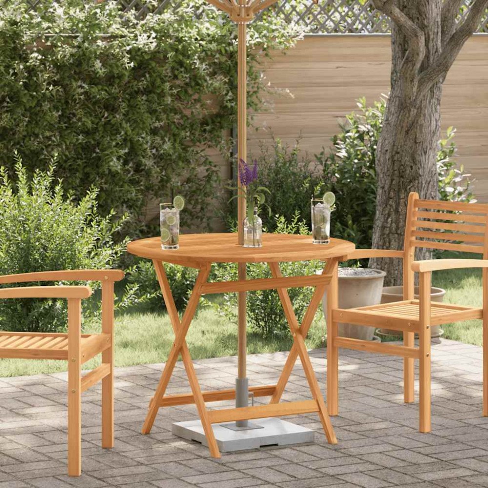 vidaXL Hopfällbart trädgårdsbord Ø90x75 cm massivt eukalyptusträ