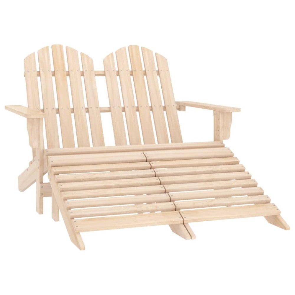 vidaXL Adirondackstol med fotpall 2-sits granträ