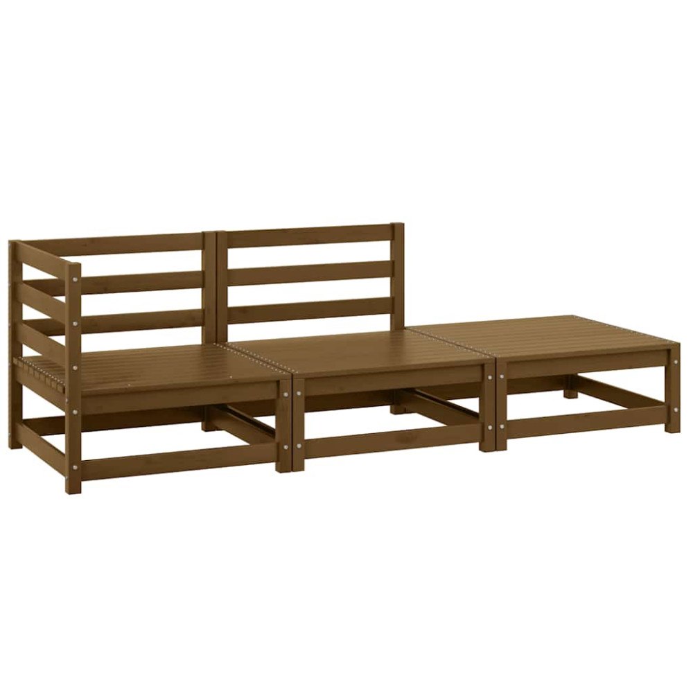 vidaXL Loungegrupp för trädgården 3 delar honungsbrun massiv furu