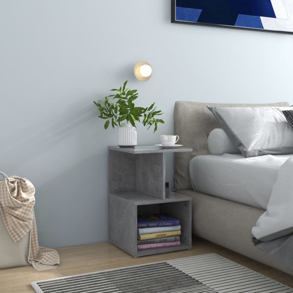 vidaXL Sängbord betonggrå 35x35x55 cm konstruerat trä