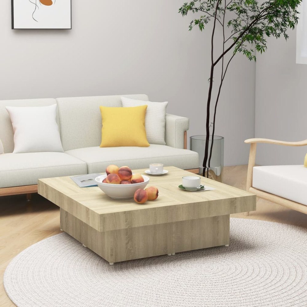 vidaXL Soffbord sonoma-ek 90x90x28 cm konstruerat trä