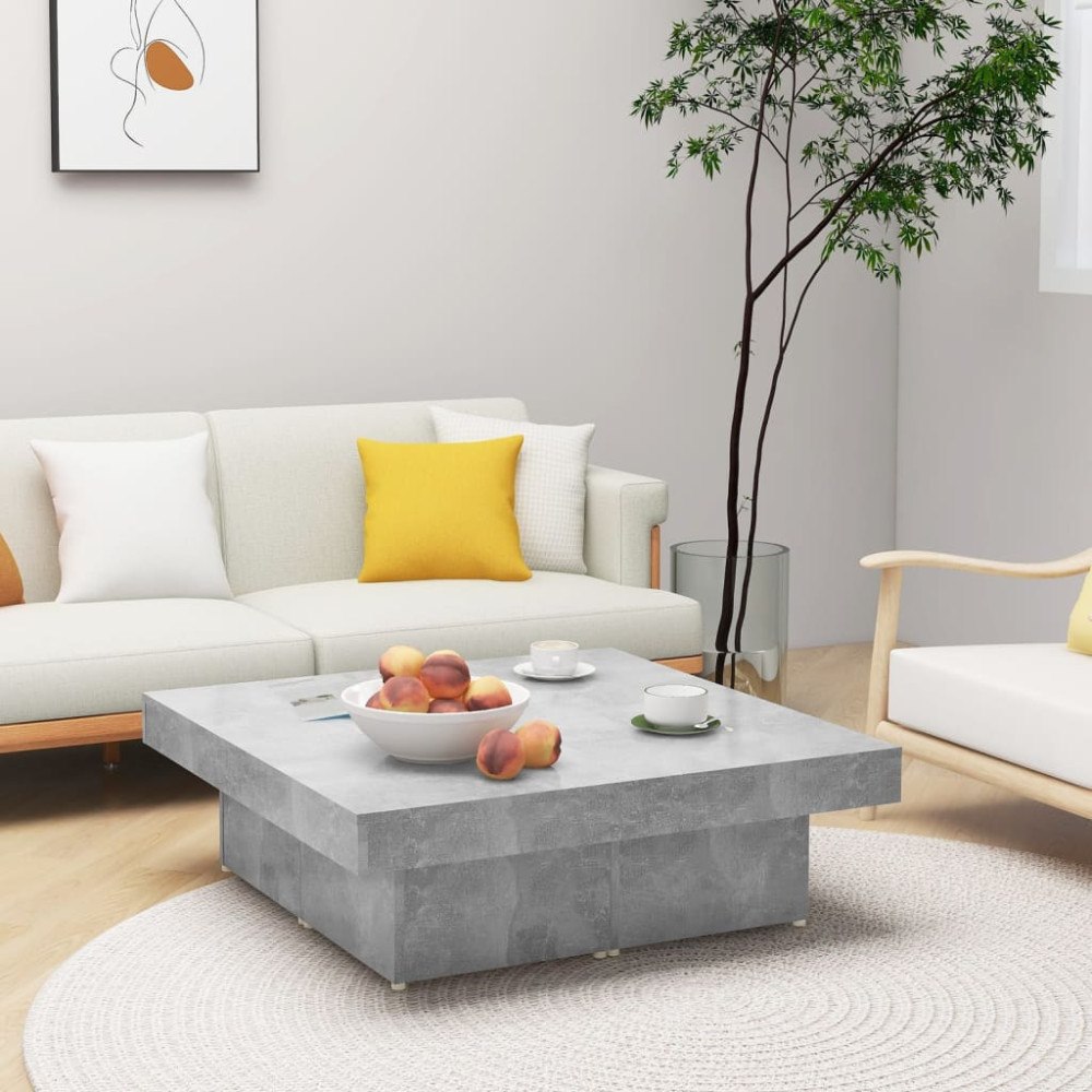 vidaXL Soffbord betonggrå 90x90x28 cm konstruerat trä