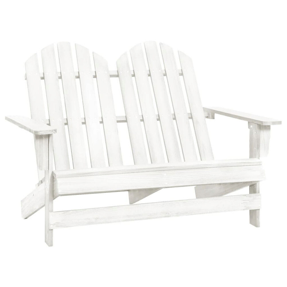 vidaXL Adirondackstol 2-sits massivt granträ vit
