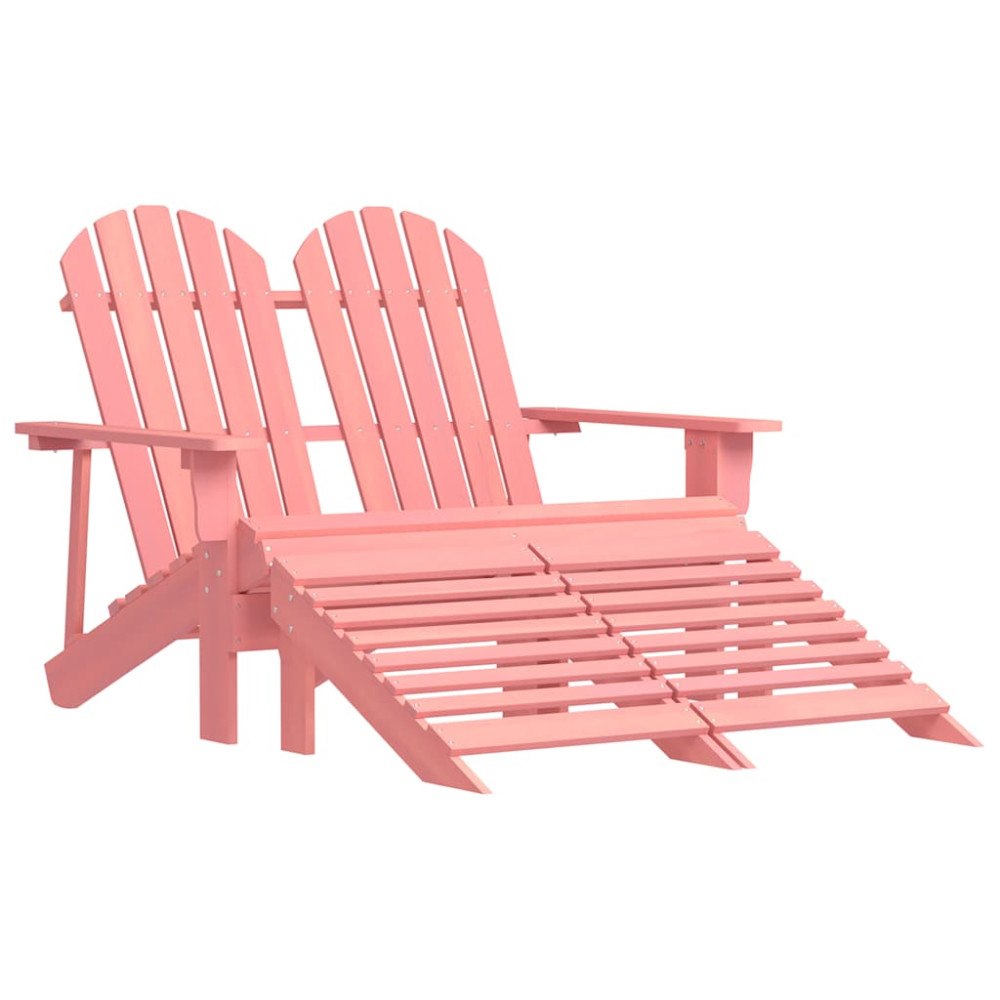 vidaXL Adirondackstol med fotpall 2-sits granträ rosa