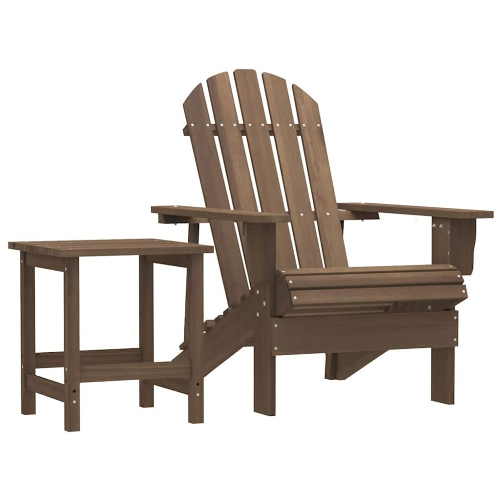 vidaXL Adirondackstol med bord massivt granträ brun