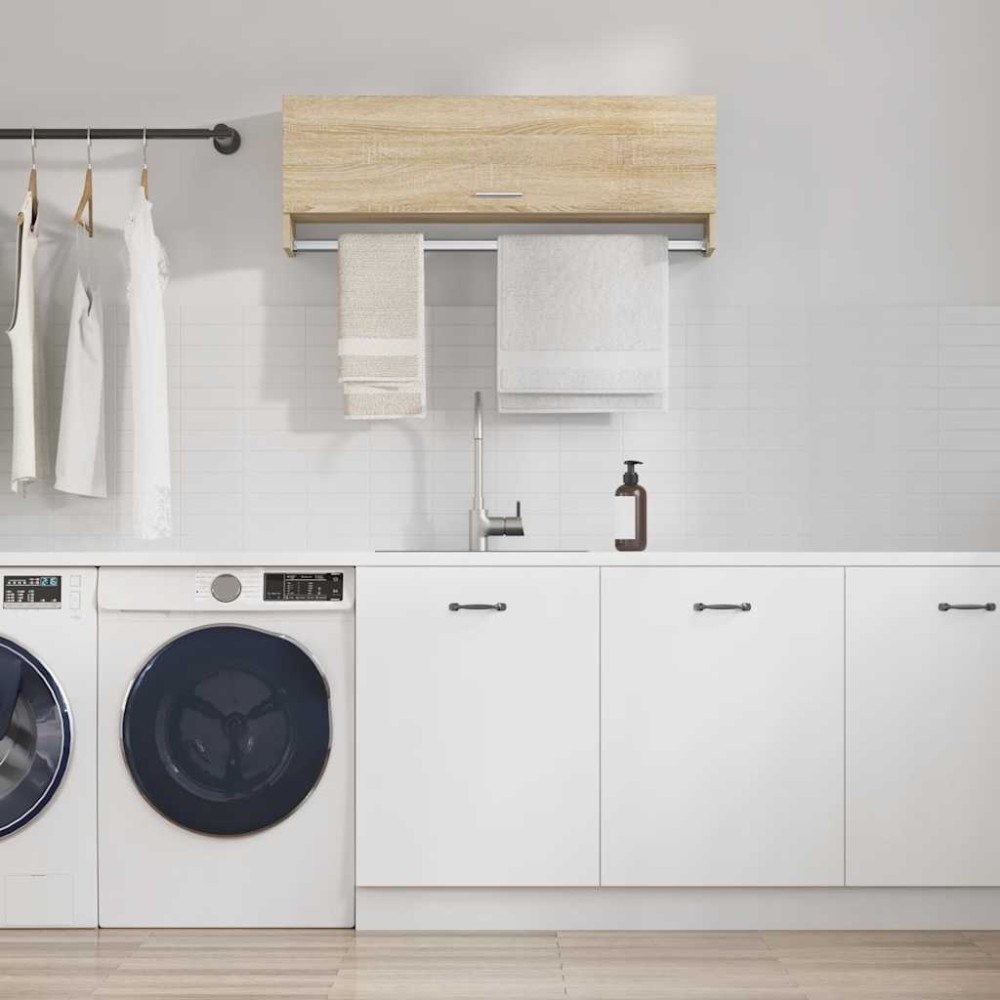 vidaXL Garderob sonoma-ek 100x32,5x35 cm konstruerat trä