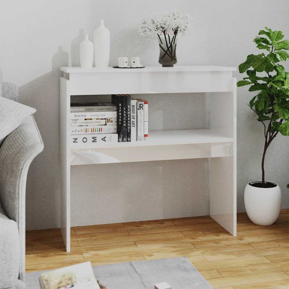 vidaXL Konsolbord vit högglans 80x30x80 cm konstruerat trä