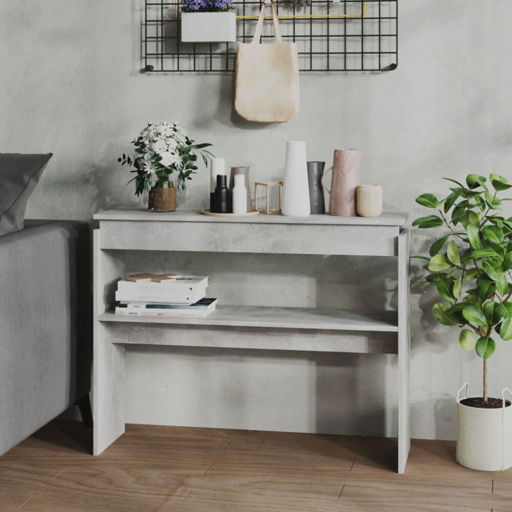 vidaXL Konsolbord betonggrå 102x30x80 cm konstruerat trä