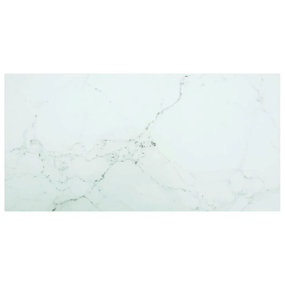 vidaXL Bordsskiva vit 100x50 cm 6 mm härdat glas med marmortextur