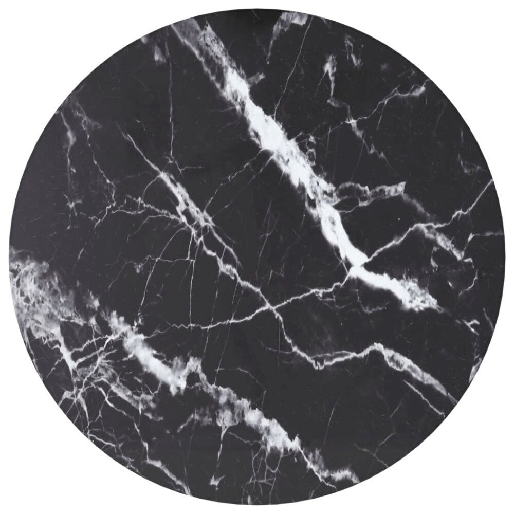 vidaXL Bordsskiva svart Ø30x0,8 cm härdat glas med marmortextur