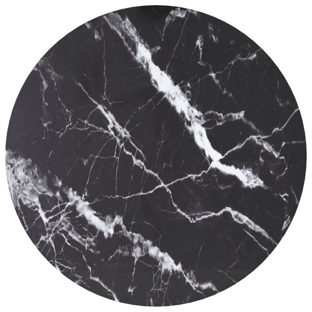vidaXL Bordsskiva svart Ø70x0,8 cm härdat glas med marmortextur