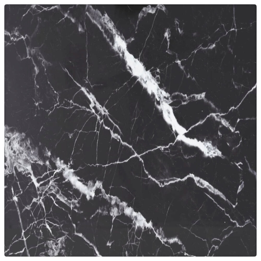 vidaXL Bordsskiva vit 30x30 cm 6 mm härdat glas med marmortextur