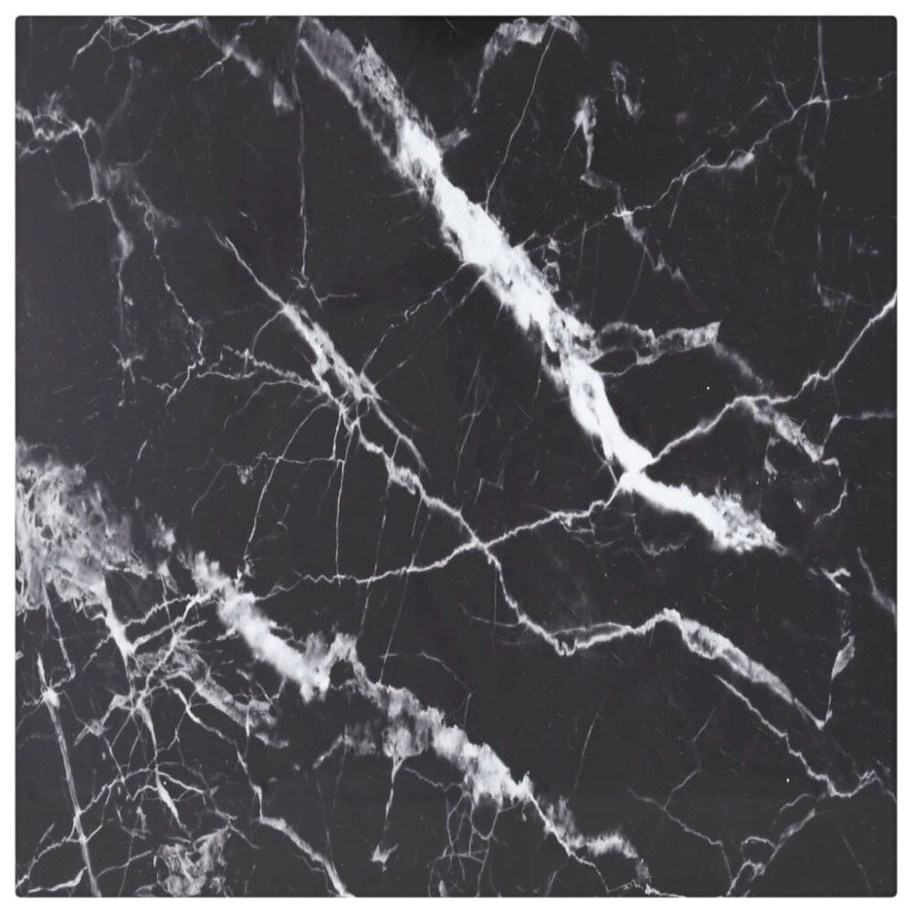 vidaXL Bordsskiva svart 40x40 cm 6 mm härdat glas med marmortextur