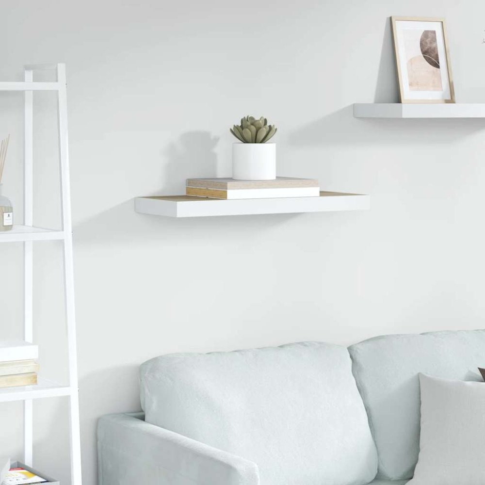 vidaXL Svävande vägghylla ek och vit 60x23,5x3,8 cm MDF
