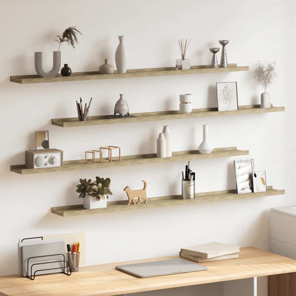 vidaXL Vägghyllor 4 st sonoma-ek 115x9x3 cm