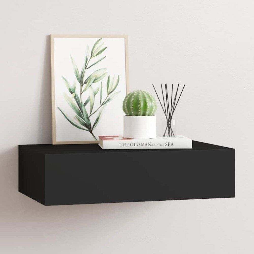 vidaXL Väggmonterad låda svart 40x23,5x10 cm MDF