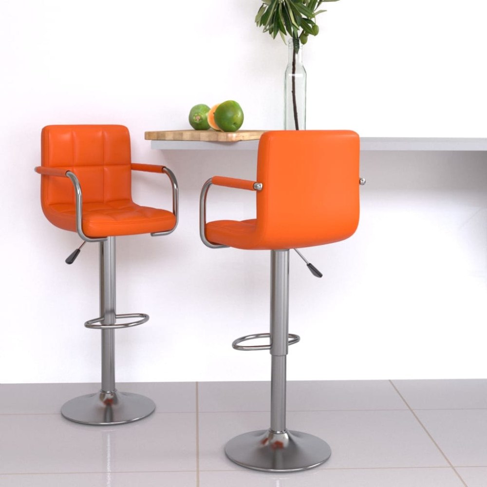 vidaXL Barstolar 2 st orange konstläder