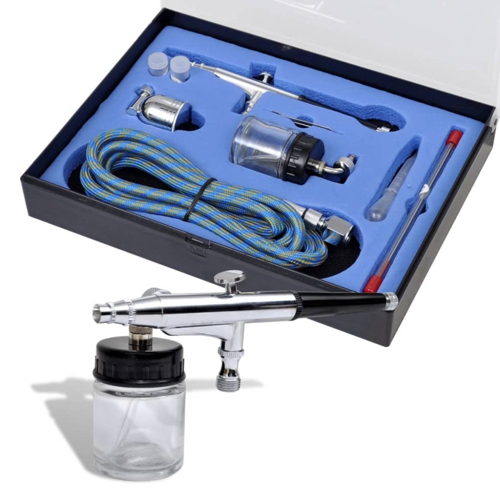 vidaXL Airbrush Set med glasburk 0,2 / 0,3 / 0,5 mm munstycken