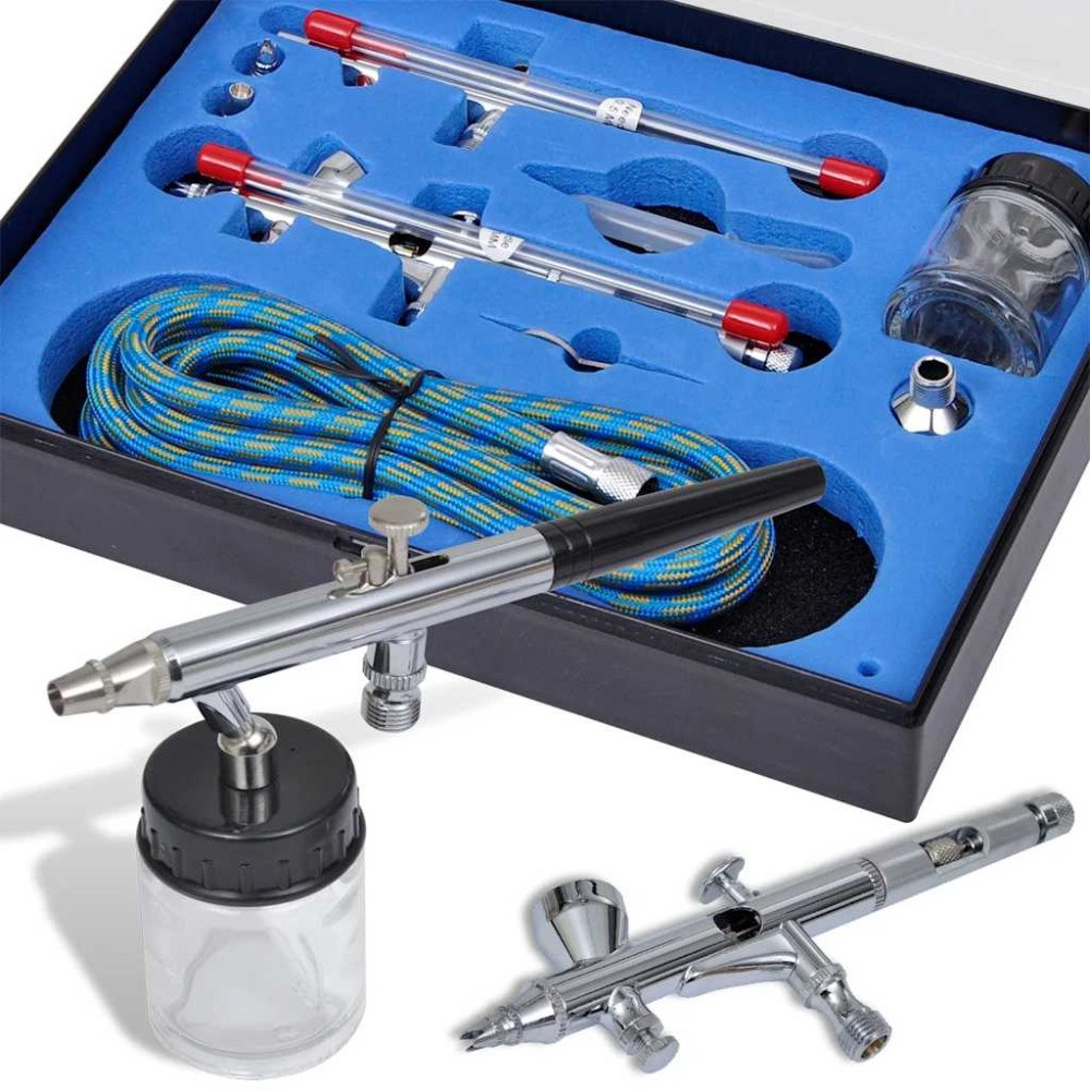 vidaXL Airbrush Set med 2 sprutpistoler