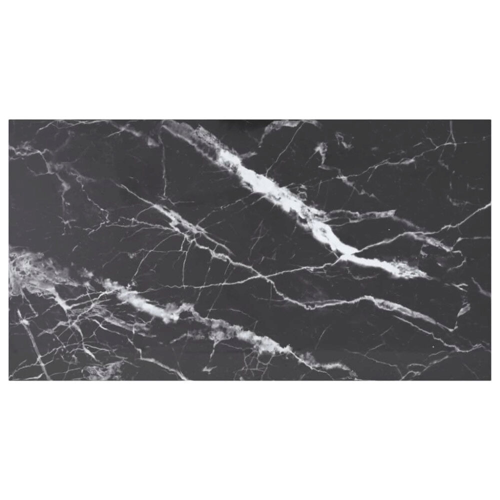 vidaXL Bordsskiva svart 120x65 cm 8 mm härdat glas med marmortextur