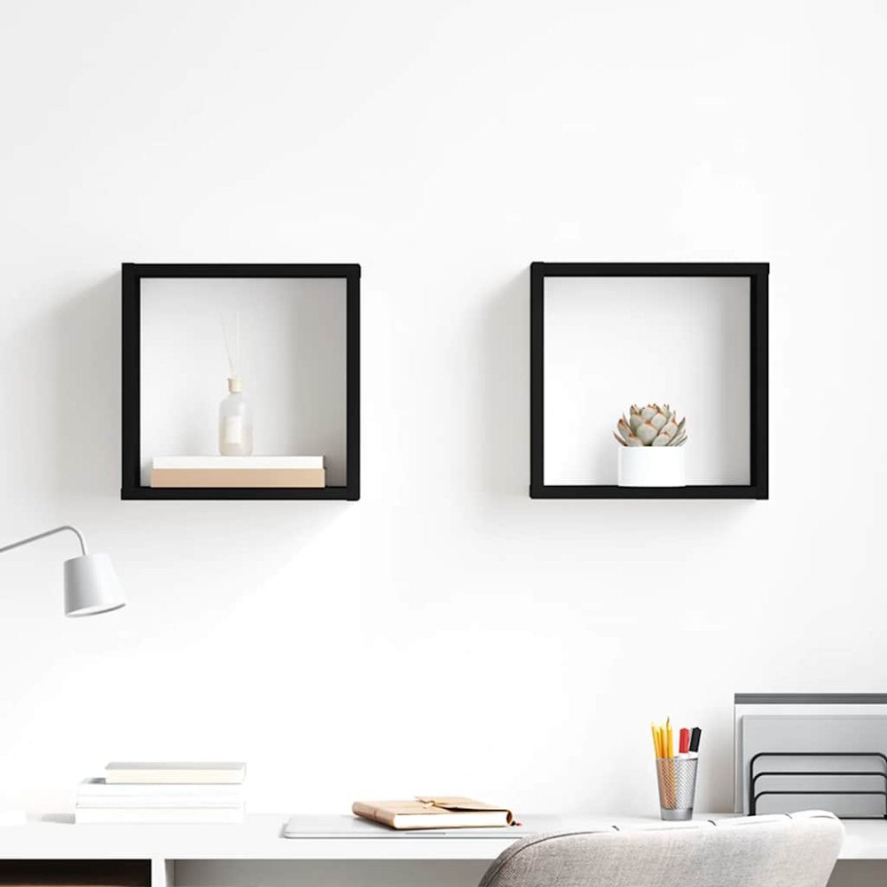 vidaXL Vägghylla kubformad 2 st svart 30x15x30 cm