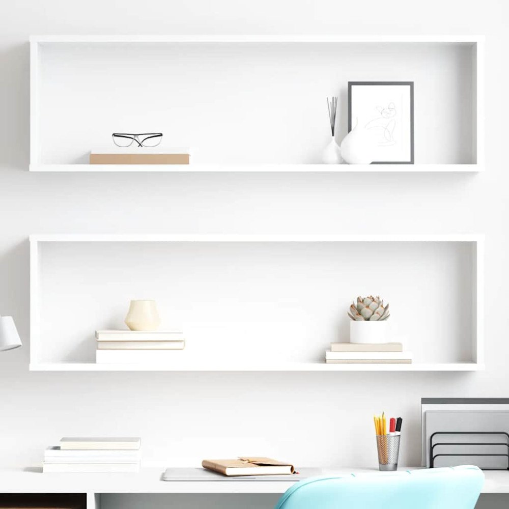 vidaXL Vägghylla kub 2st vit högglans 100x15x30cm konstruerat trä