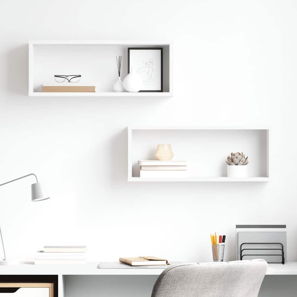 vidaXL Vägghylla kubformad 2 st vit 60x15x23 cm konstruerat trä