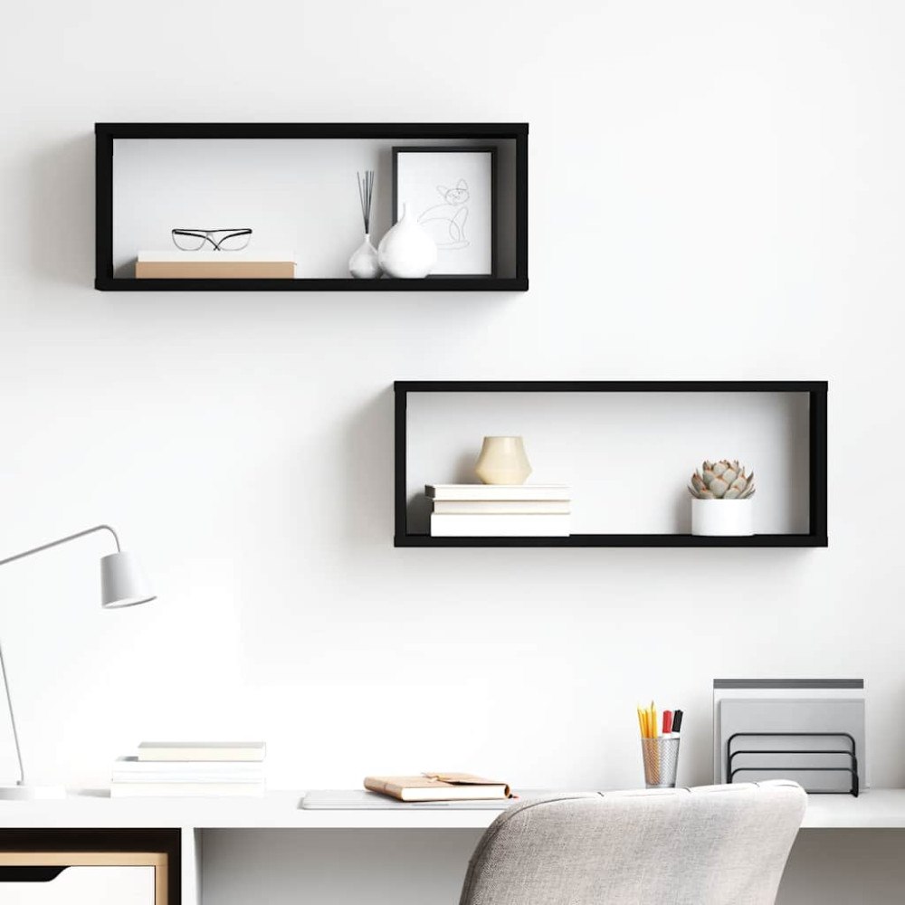 vidaXL Vägghyllor 2 st svart 60x15x23 cm konstruerat trä