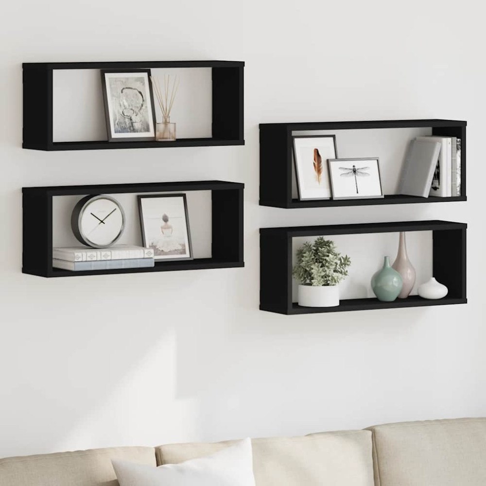 vidaXL Vägghyllor 4 st svart 60x15x23 cm konstruerat trä