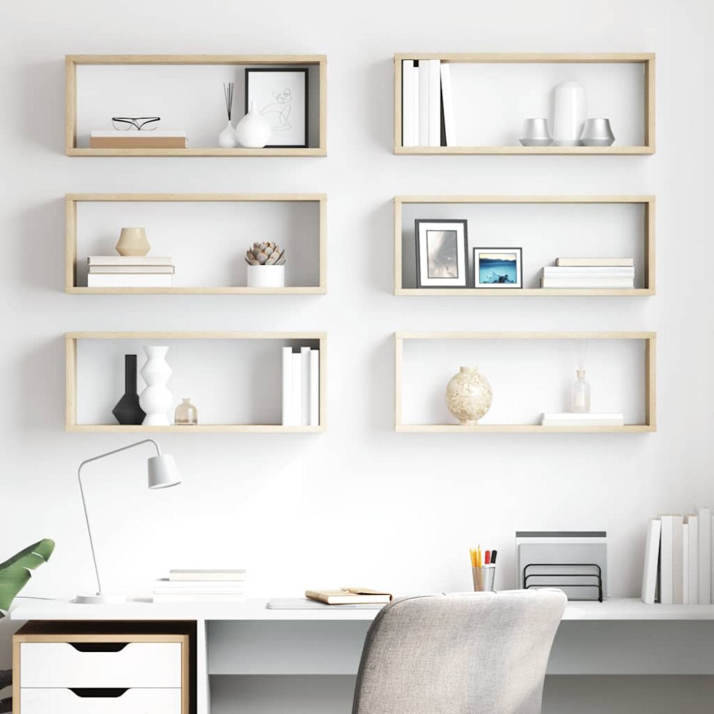 vidaXL Vägghyllor 6 st sonoma-ek 60x15x23 cm konstruerat trä