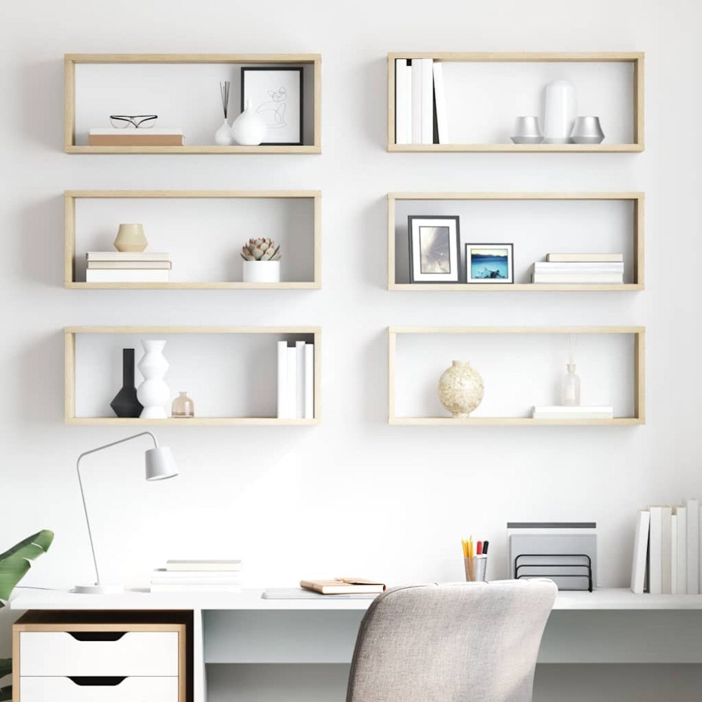 vidaXL Vägghyllor 6 st sonoma-ek 60x15x23 cm konstruerat trä