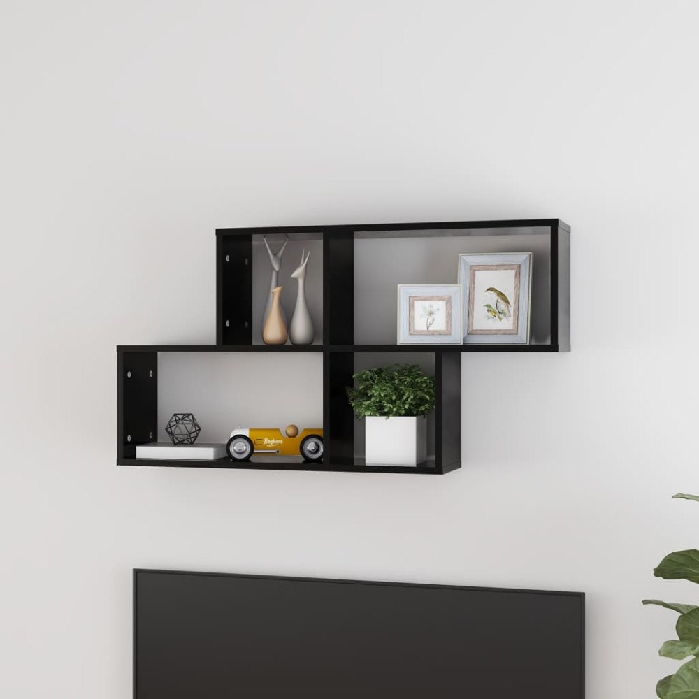 vidaXL Vägghylla Svart 100x18x53 cm konstruerat trä
