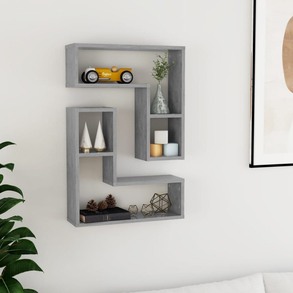 vidaXL Vägghyllor 2 st betonggrå 50x15x50 cm konstruerat trä