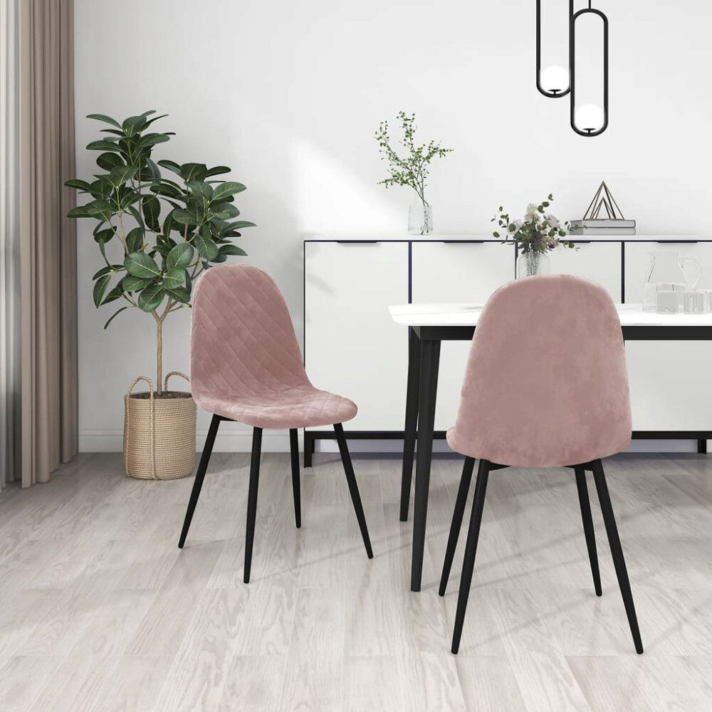 vidaXL Matstolar 2 st rosa sammet