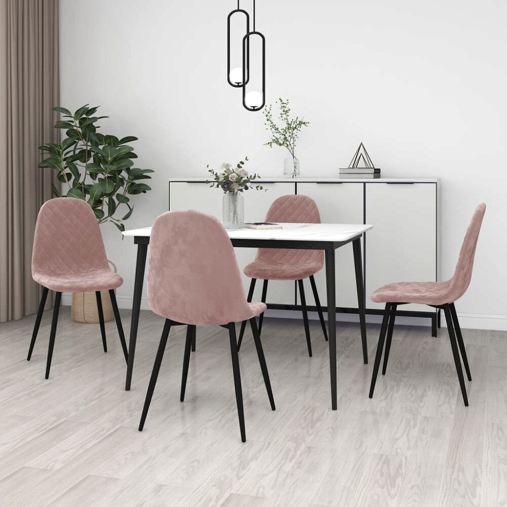 vidaXL Matstolar 4 st rosa sammet