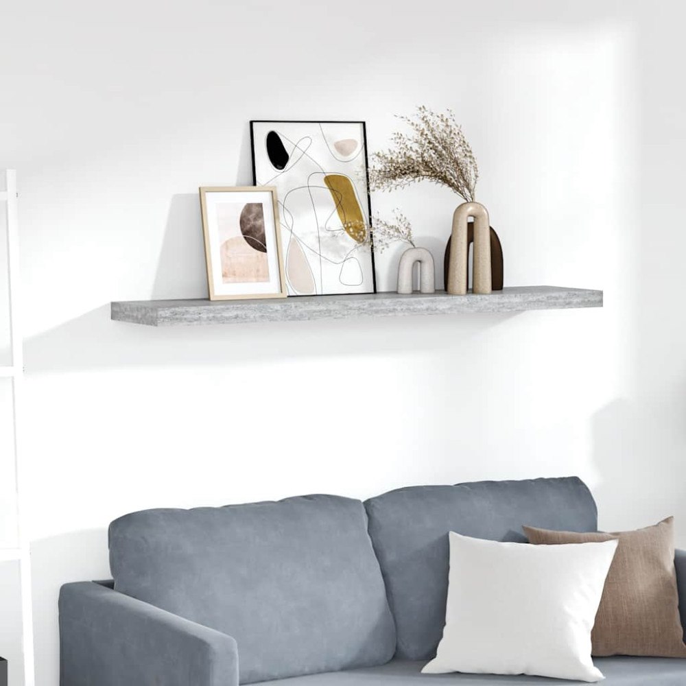 vidaXL Svävande vägghylla betonggrå 120x23,5x3,8 cm MDF