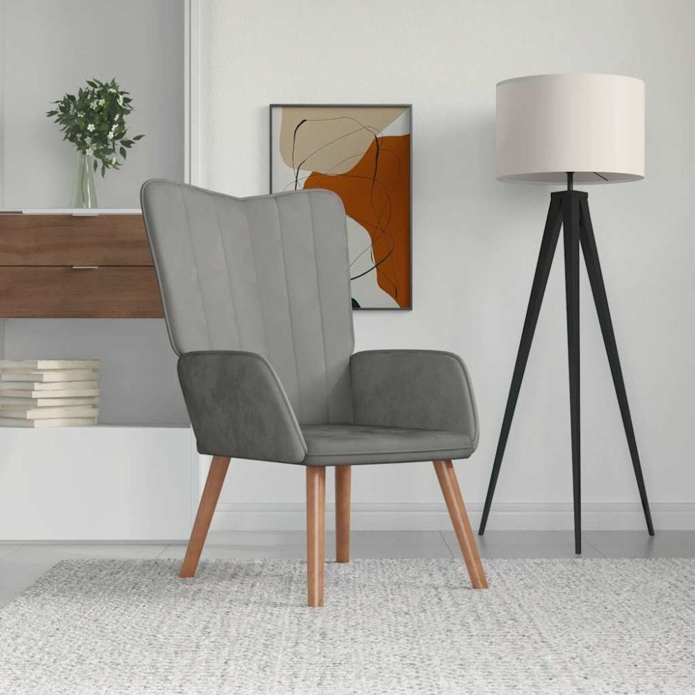 vidaXL Vilstol ljusgrå sammet