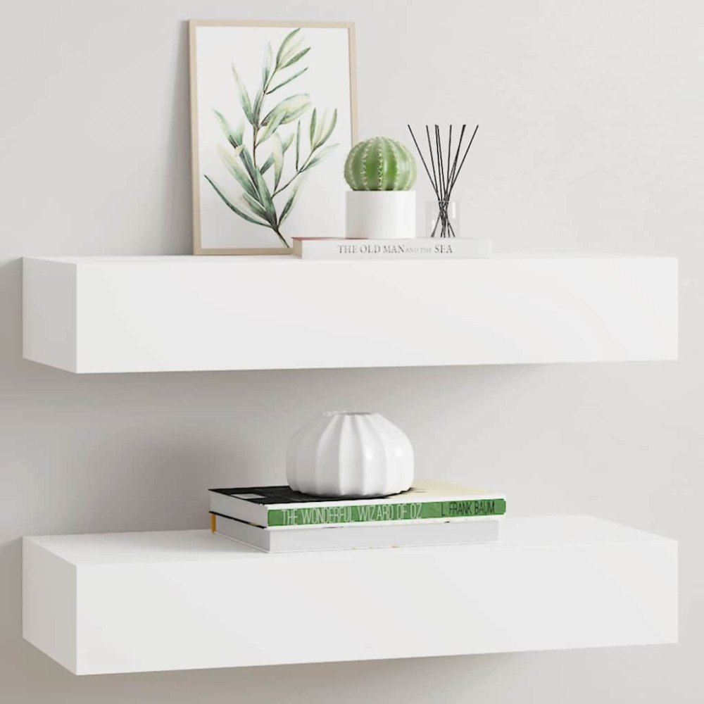 vidaXL Väggmonterad låda 2 st vit 60x23,5x10 cm MDF