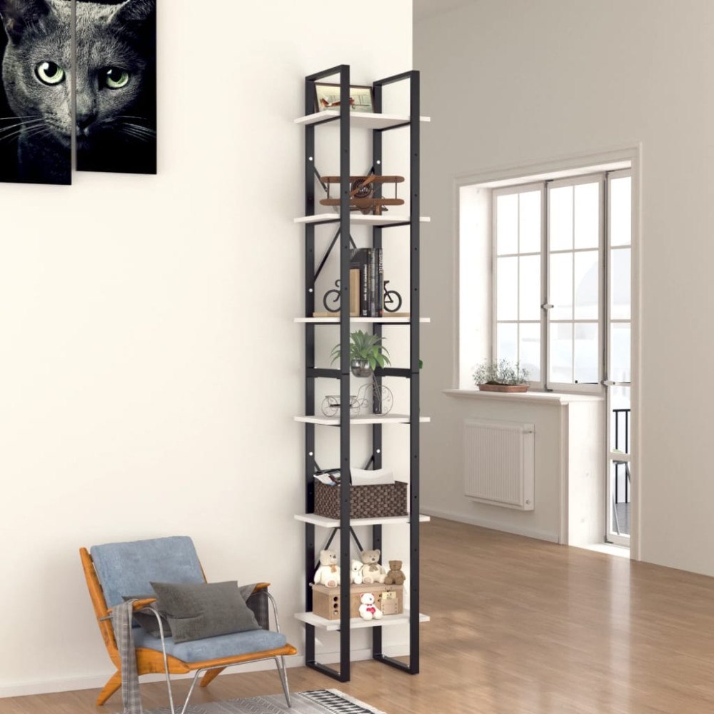 vidaXL Bokhylla 6 hyllplan vit 40x30x210 cm konstruerat trä