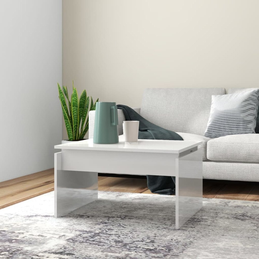 vidaXL Soffbord vit högglans 68x50x38 cm konstruerat trä