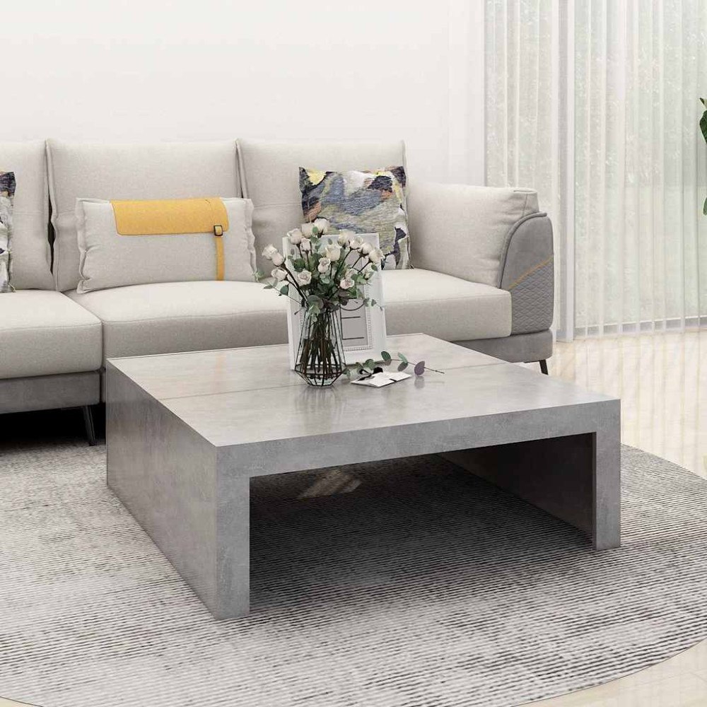 vidaXL Soffbord betonggrå 100x100x35 cm konstruerat trä