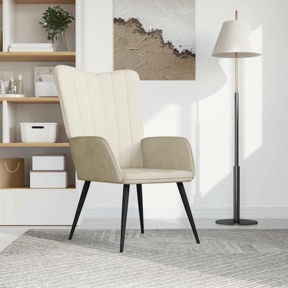 vidaXL Vilstol gräddvit sammet