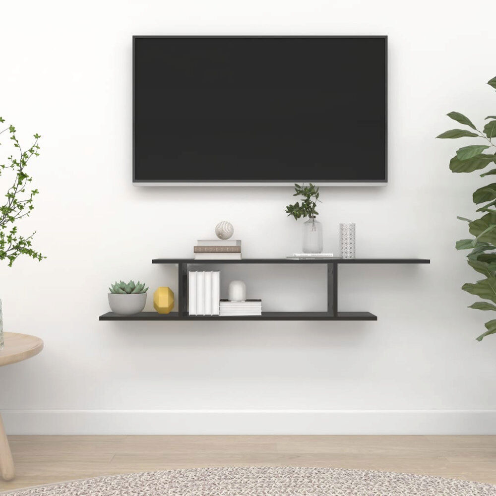 vidaXL Väggmonterad tv-hylla svart 125x18x23 cm konstruerat trä