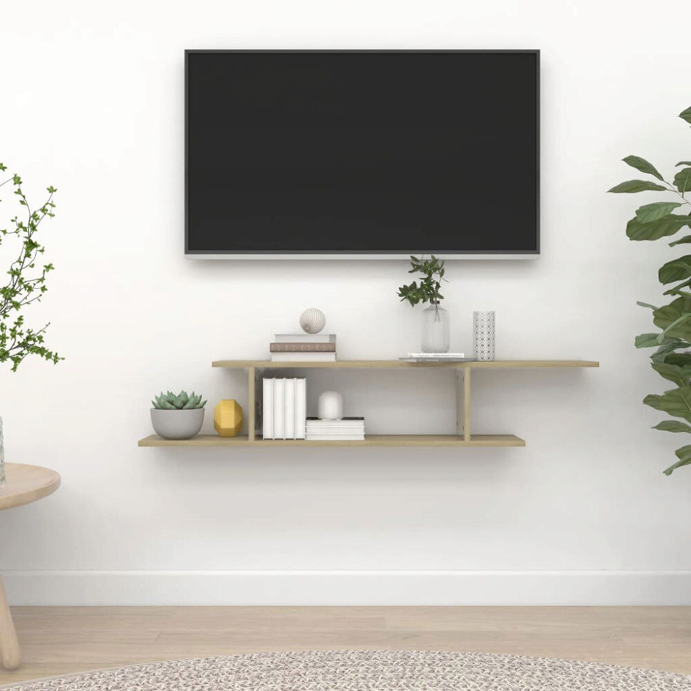vidaXL Väggmonterad tv-hylla sonoma-ek 125x18x23 cm konstruerat trä