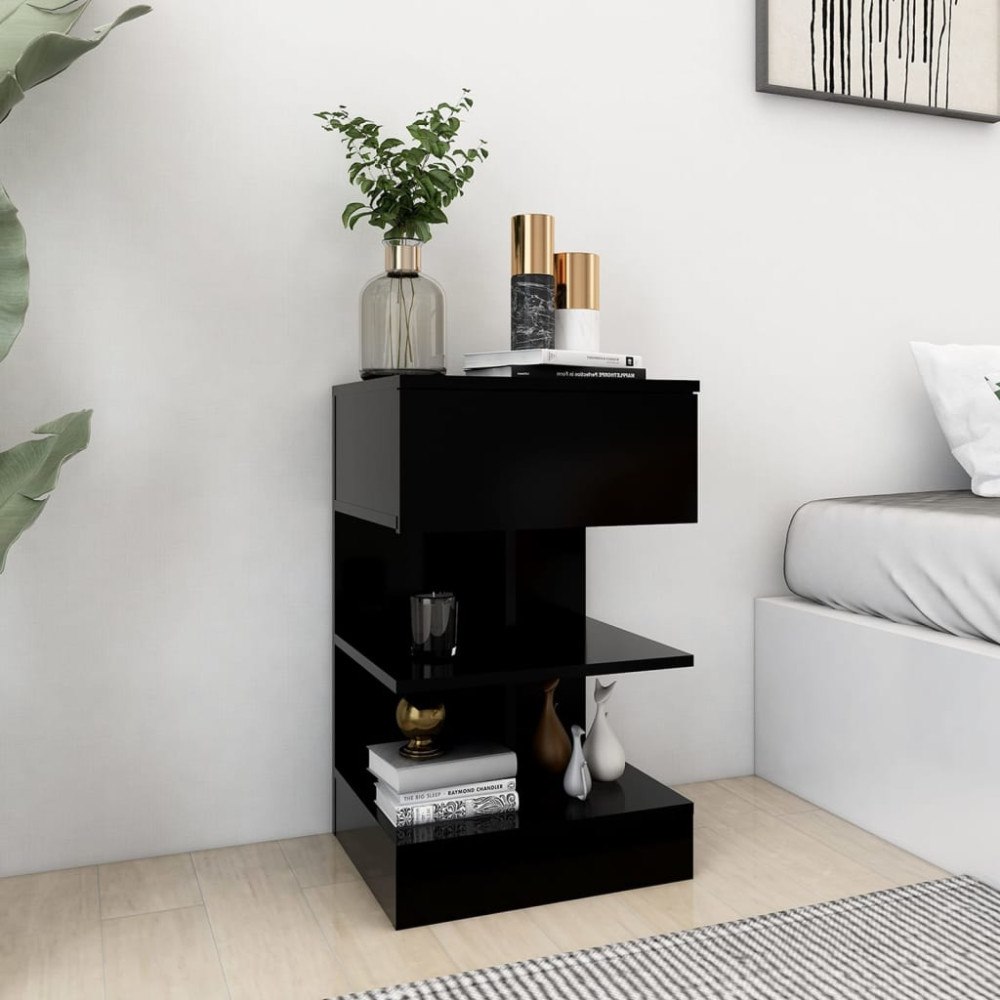vidaXL Sängbord svart 40x35x65 cm konstruerat trä