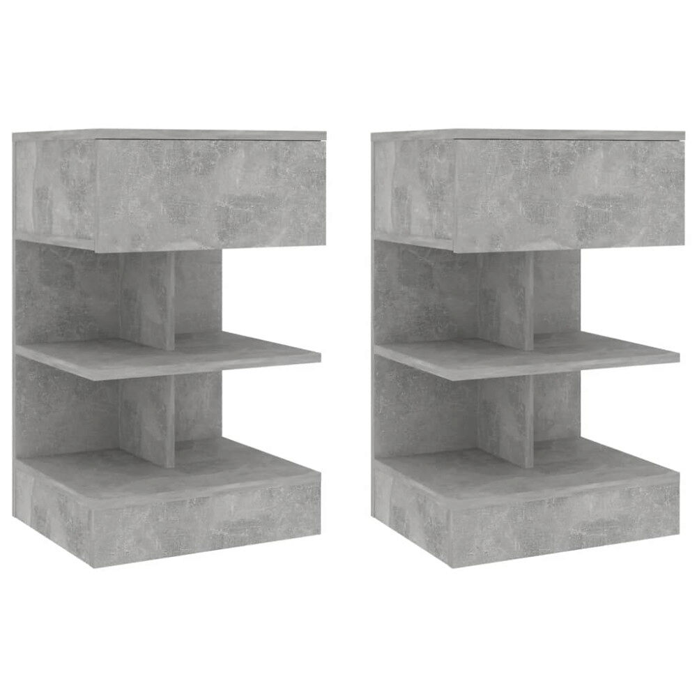 vidaXL Sängbord 2 st betonggrå 40x35x65 cm